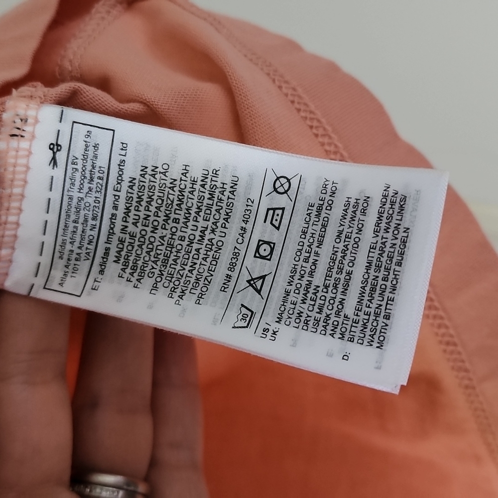 Adidas peach/orange with 3 white stripes t-shirt! - Picture 5 of 7